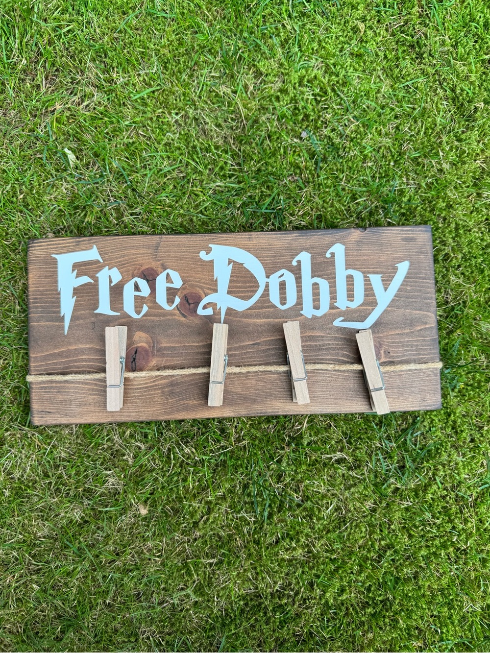 “Free Dobby” Handmade Wooden Sock Holder Wall Decor | Like New | 12”